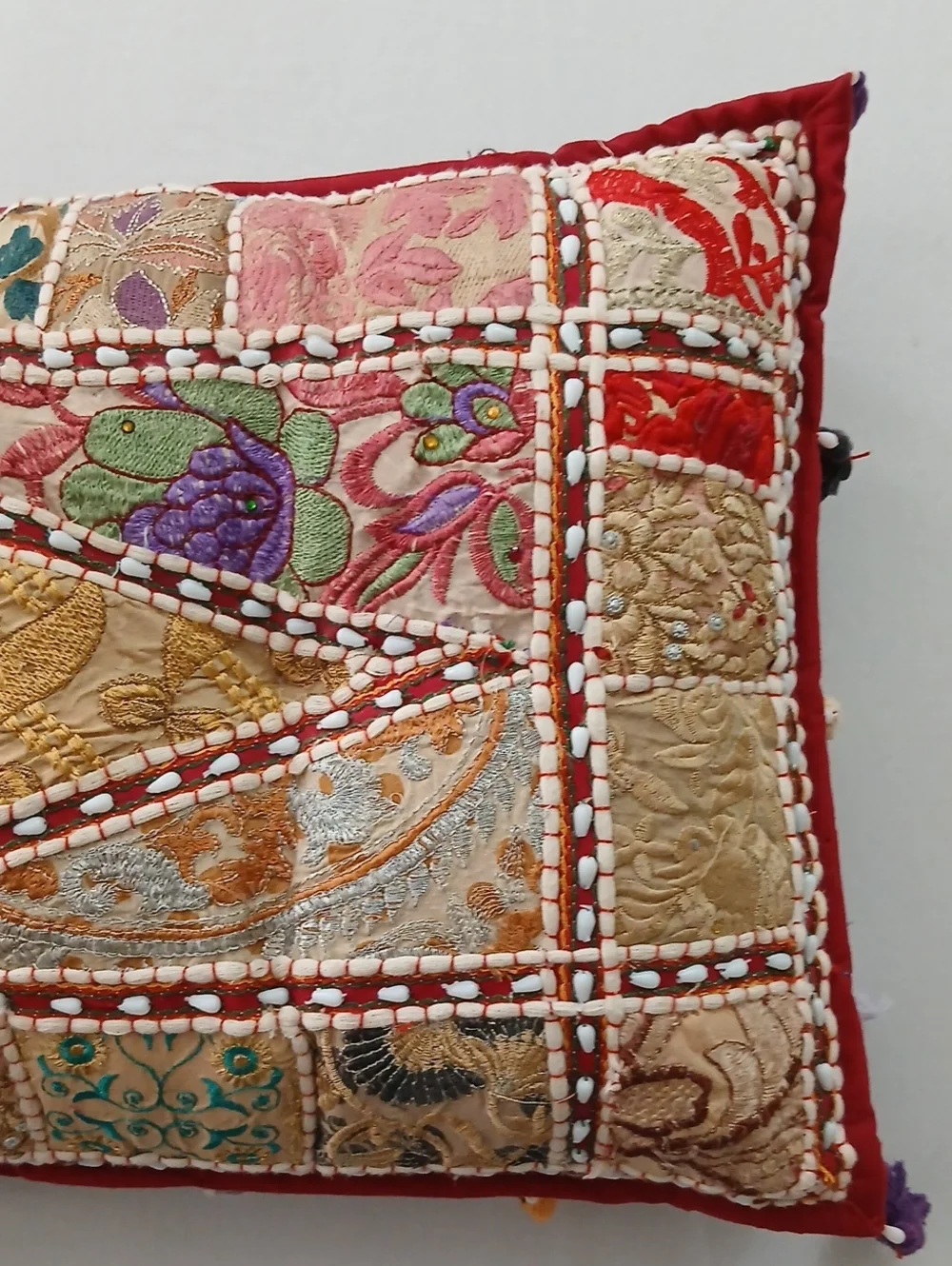 Beautiful Embroidered Patchwork Pillow